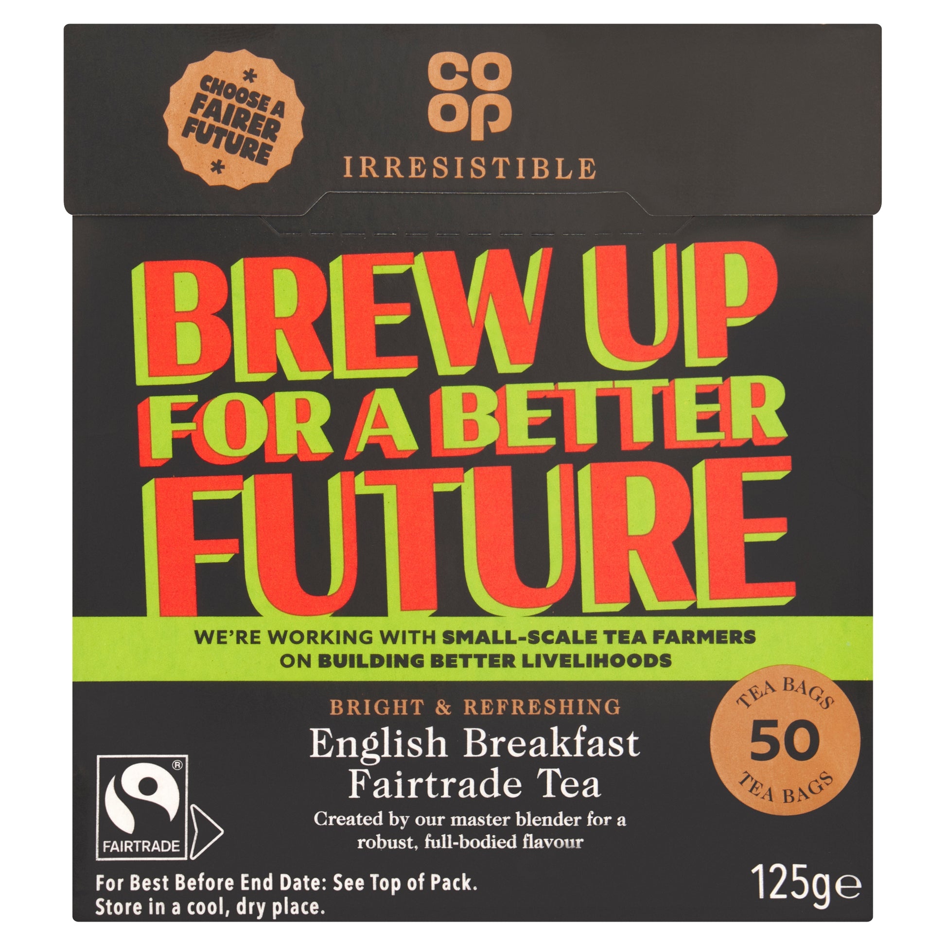 CO OP 50 FAIRTRADE ENGLISH BREAKFAST TEABAGS 125G