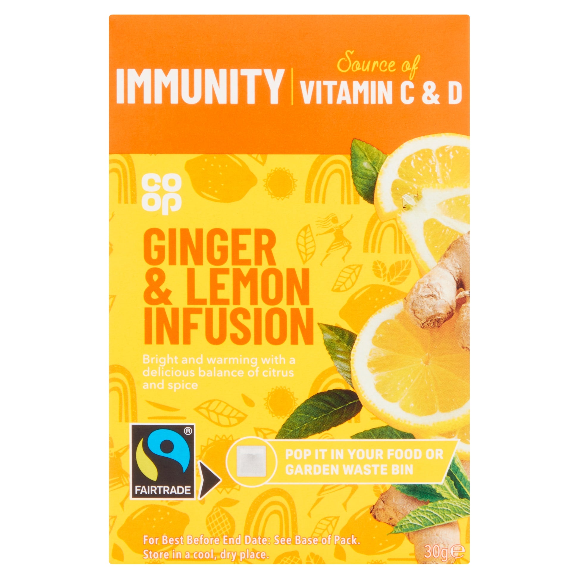CO OP FAIRTRADE LEMON & GINGER IMMUNITY TEA
