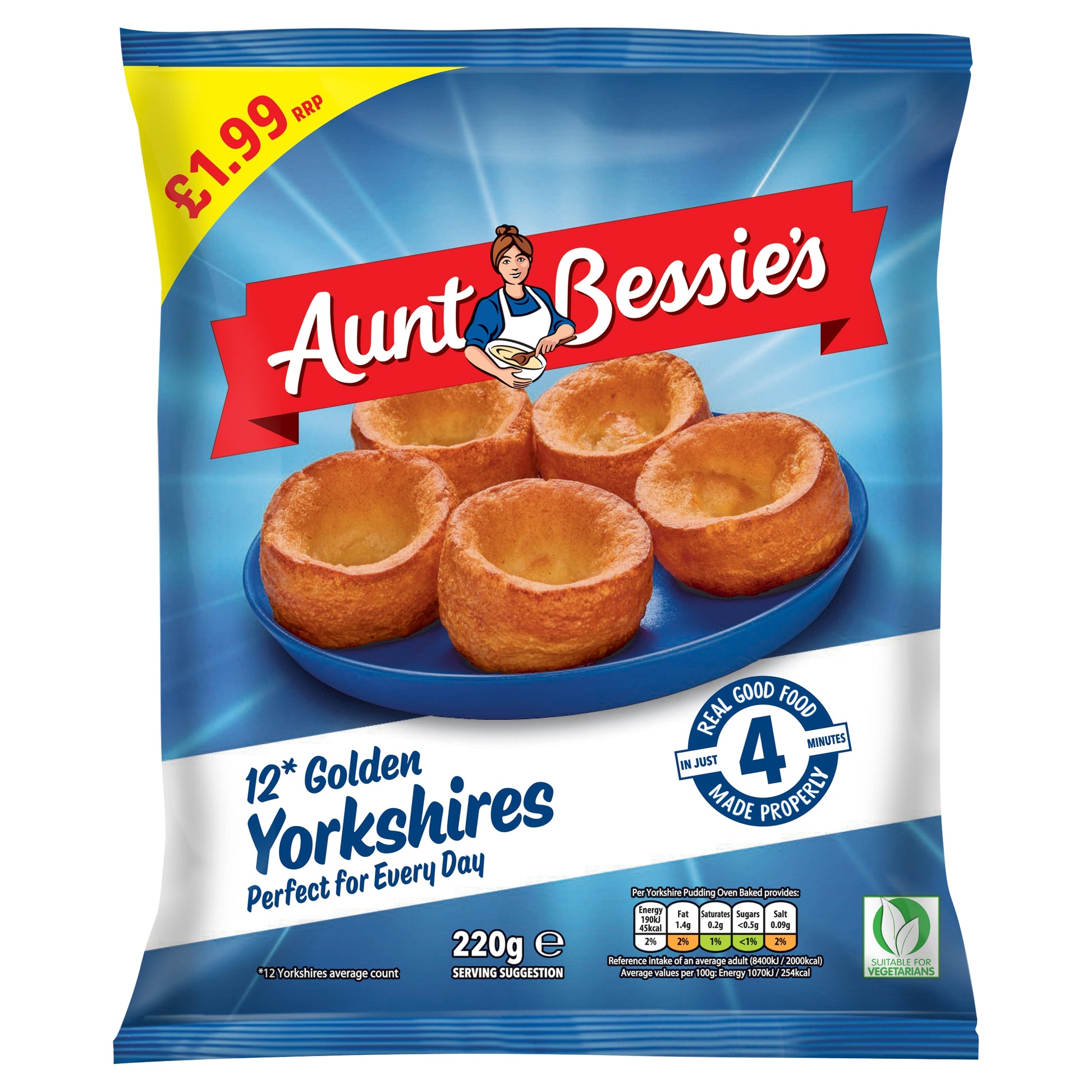 AUNT BESSIES 12 GOLDEN YORKSHIRES PUDDINGS