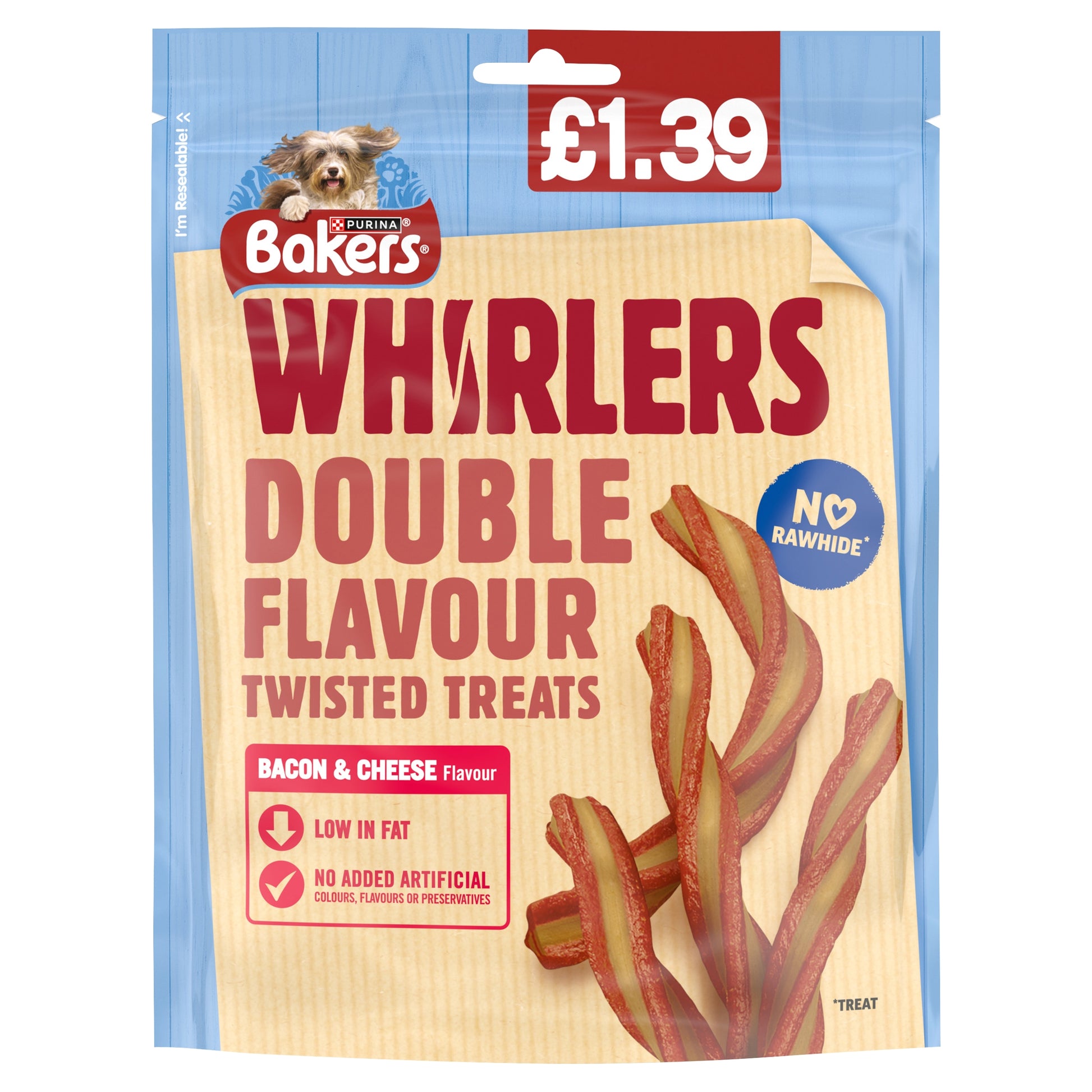BAKERS DOG TREATS BACON & CHEESE WHIRLERS