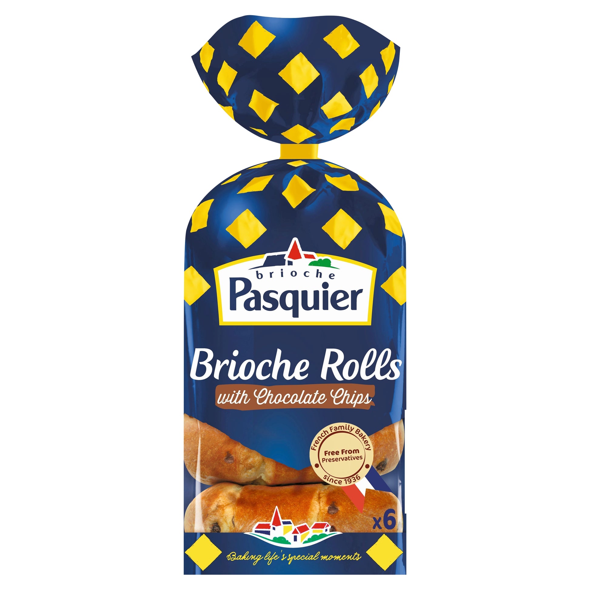 BRIOCHE PASQUIER CHOCOLATE CHIP PAIN AU LAIT BRIOCHE 6ROLLS