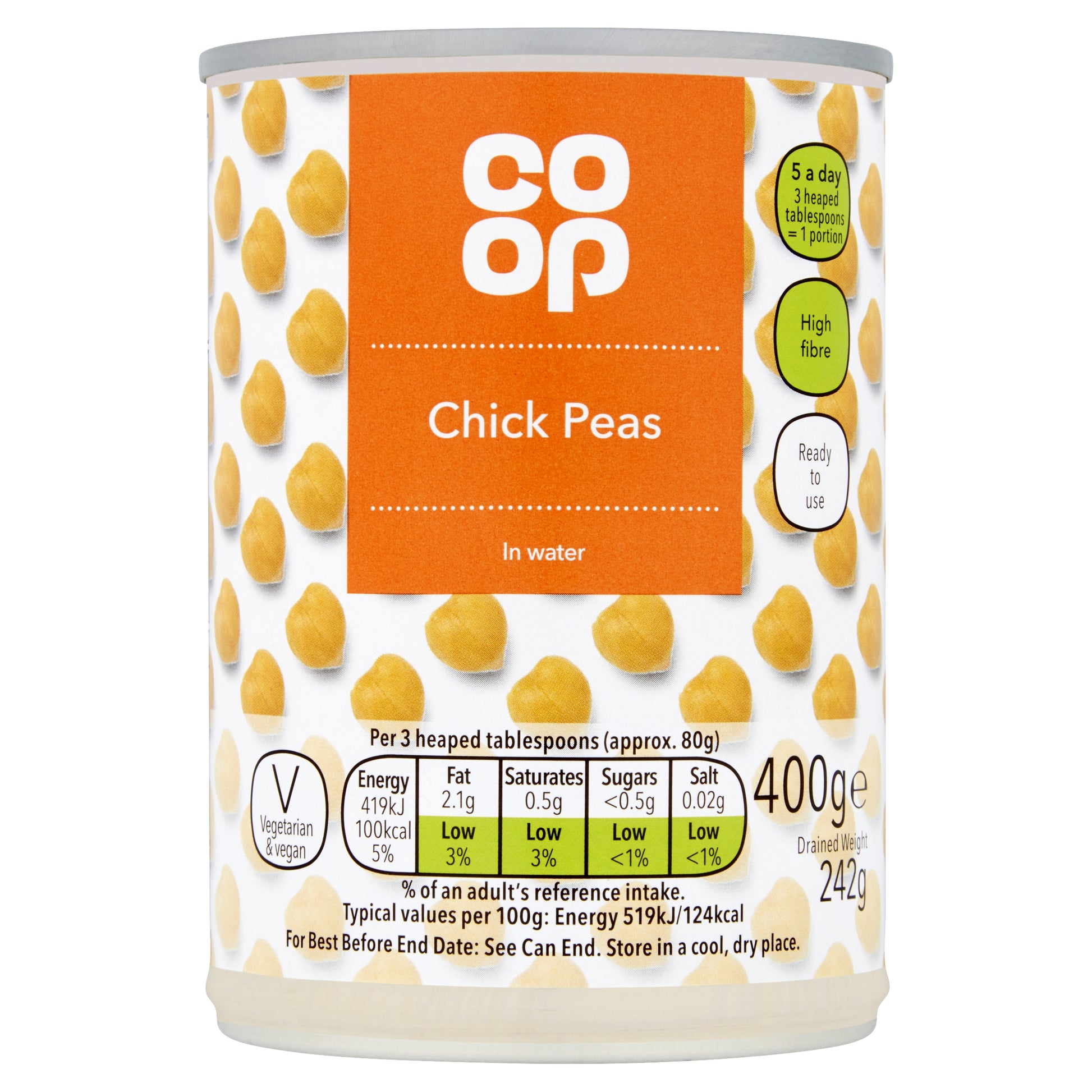 CO OP CHICK PEAS IN WATER NO ADDED SALT