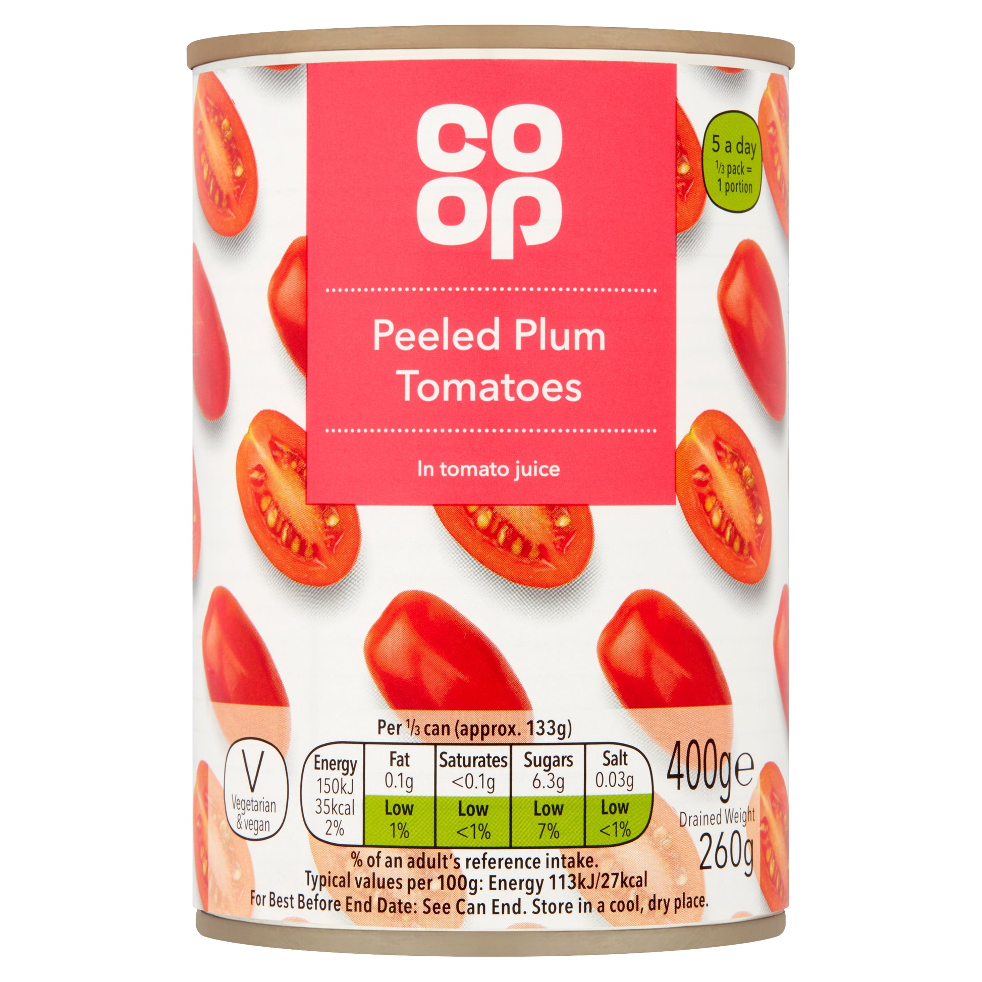 CO OP PEELED PLUM TOMATOES IN TOMATO JUICE