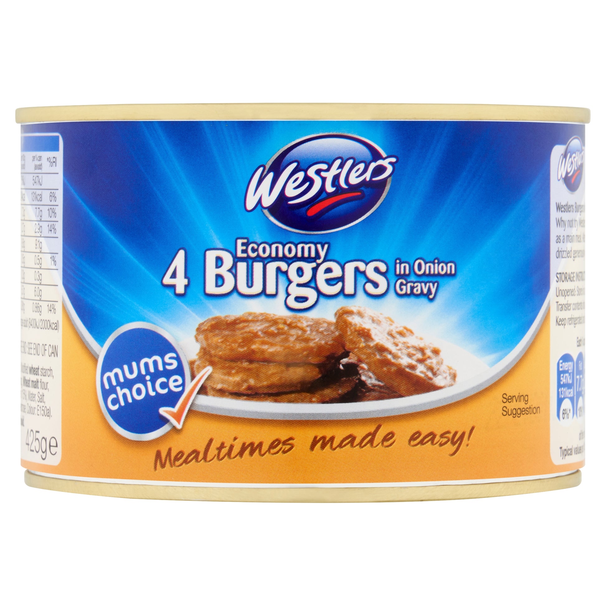 WESTLERS HAMBURGERS IN ONION GRAVY 425G