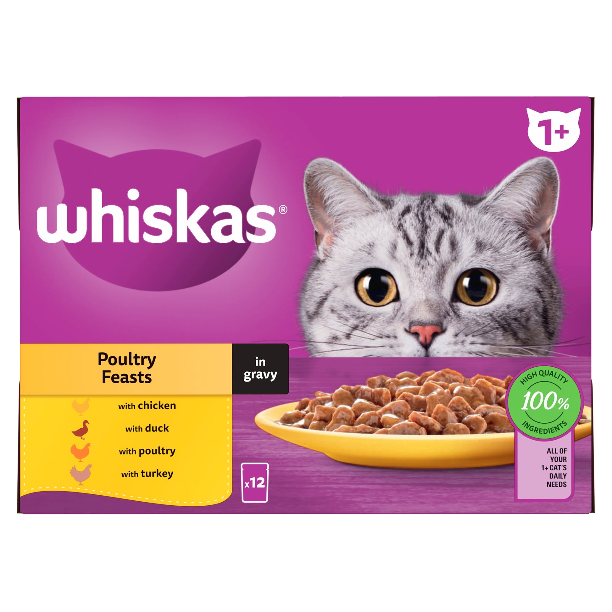 WHISKAS 1+ CAT POUCH POULTRY GRAVY