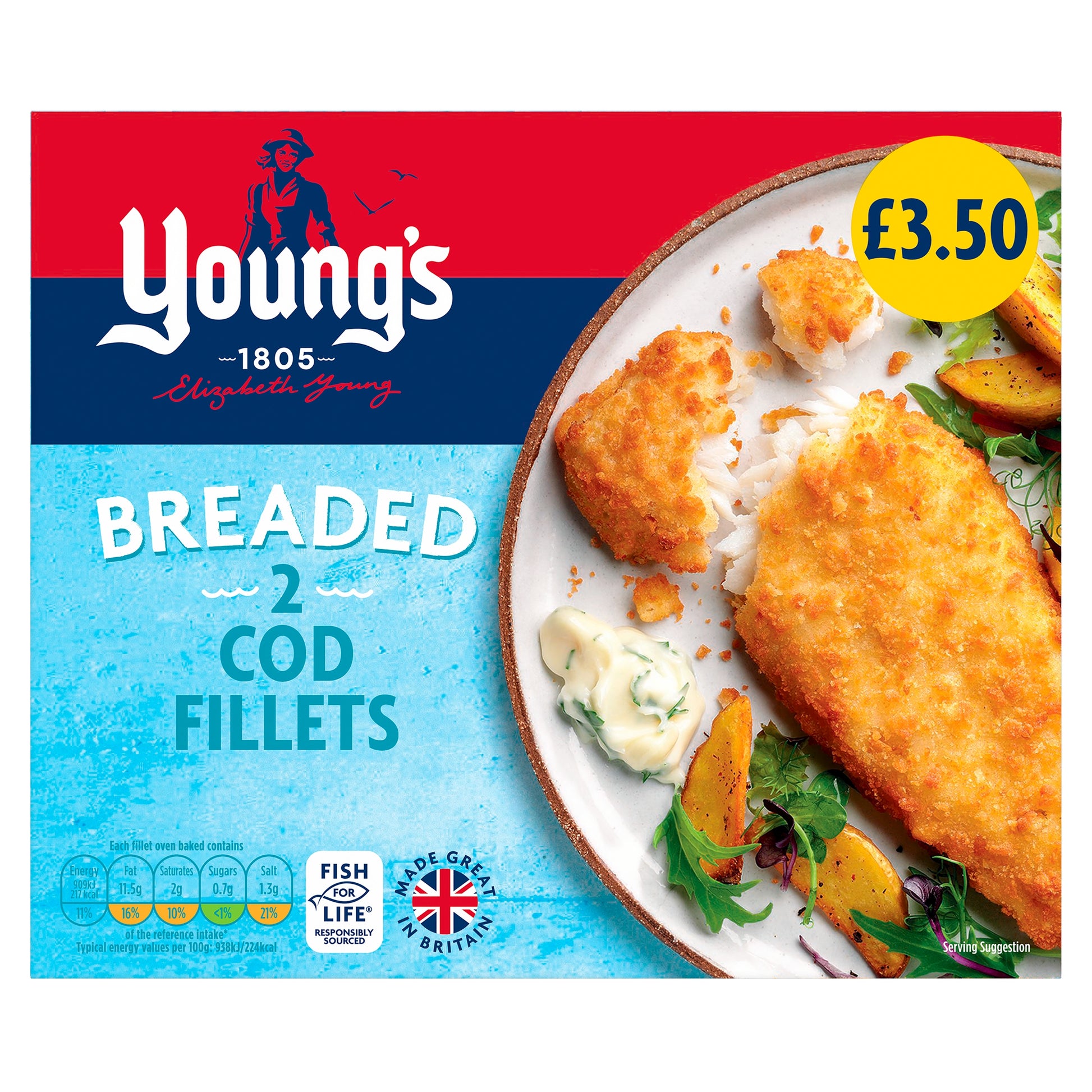 YOUNGS 2 COD FILLETS BREADED